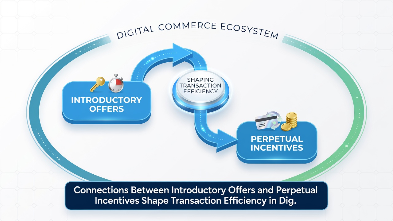 Flowchart illustrating how introductory bonuses feed into perpetual reward systems and affect digital transaction processing times