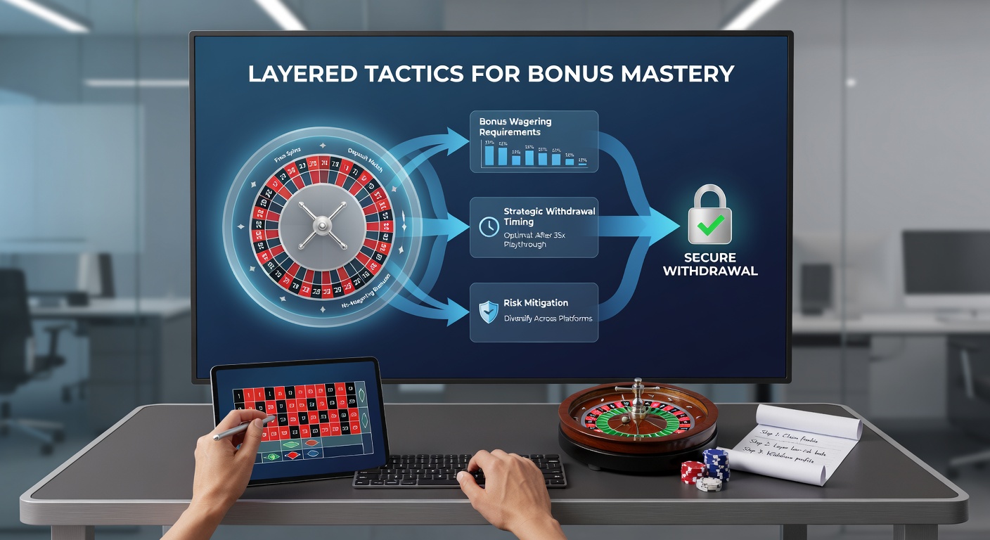 Roulette wheel with stacked bonus chips illustrating layered withdrawal strategies