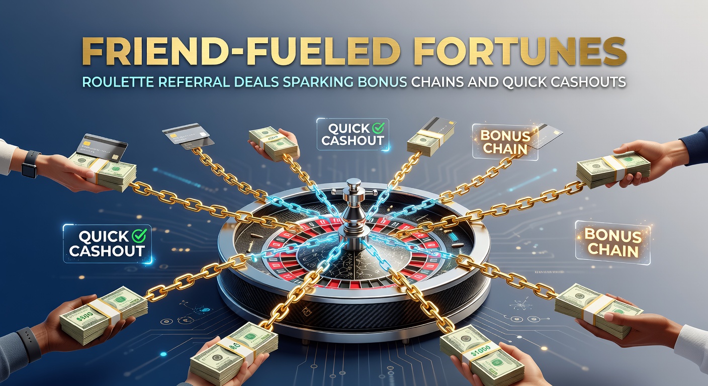 Illustration of friends sharing roulette referral links on mobile devices, leading to cascading bonus notifications and cashout screens