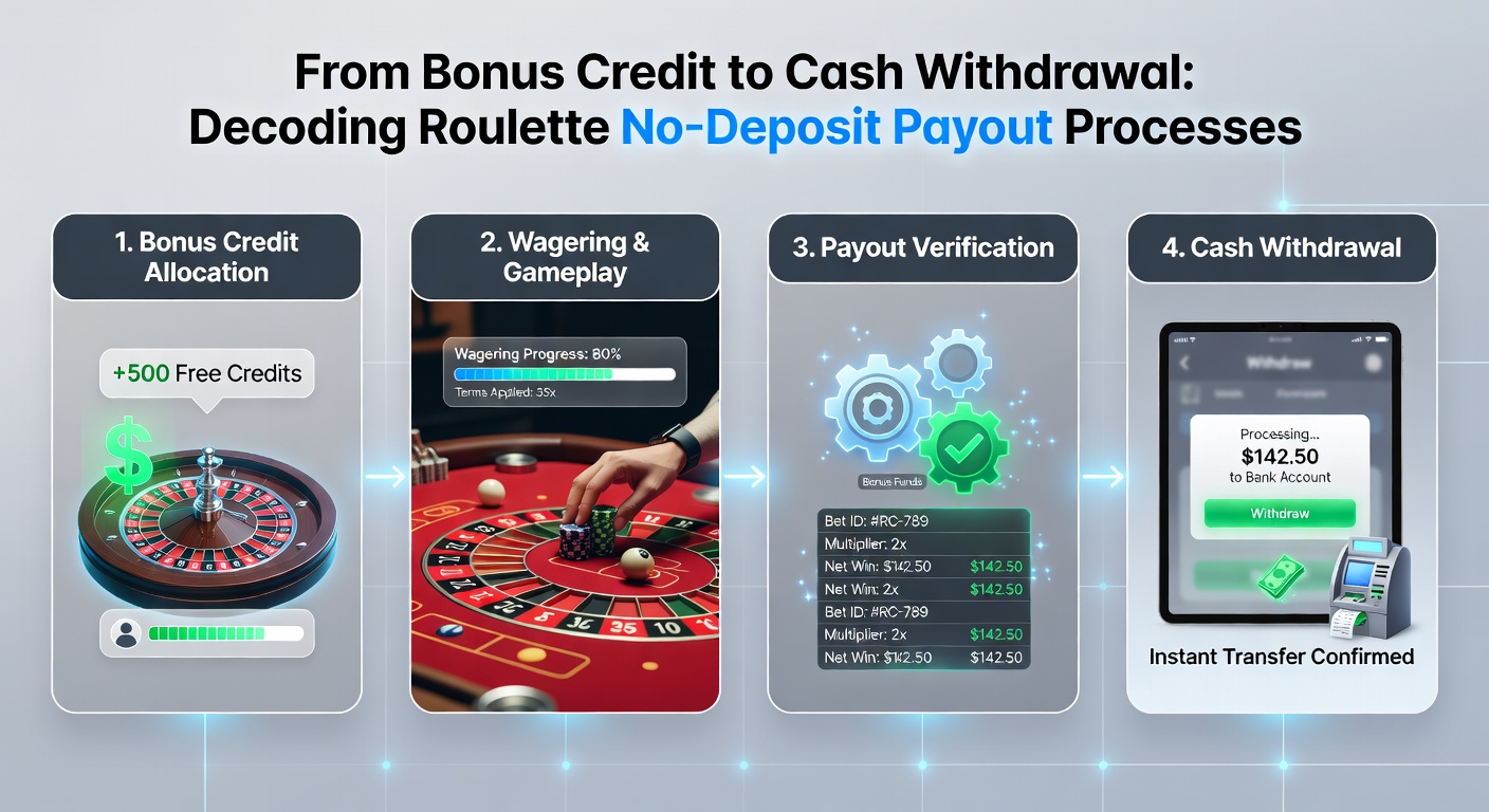 Step-by-step flowchart depicting bonus activation, wagering progression, and cash withdrawal approval in a roulette context