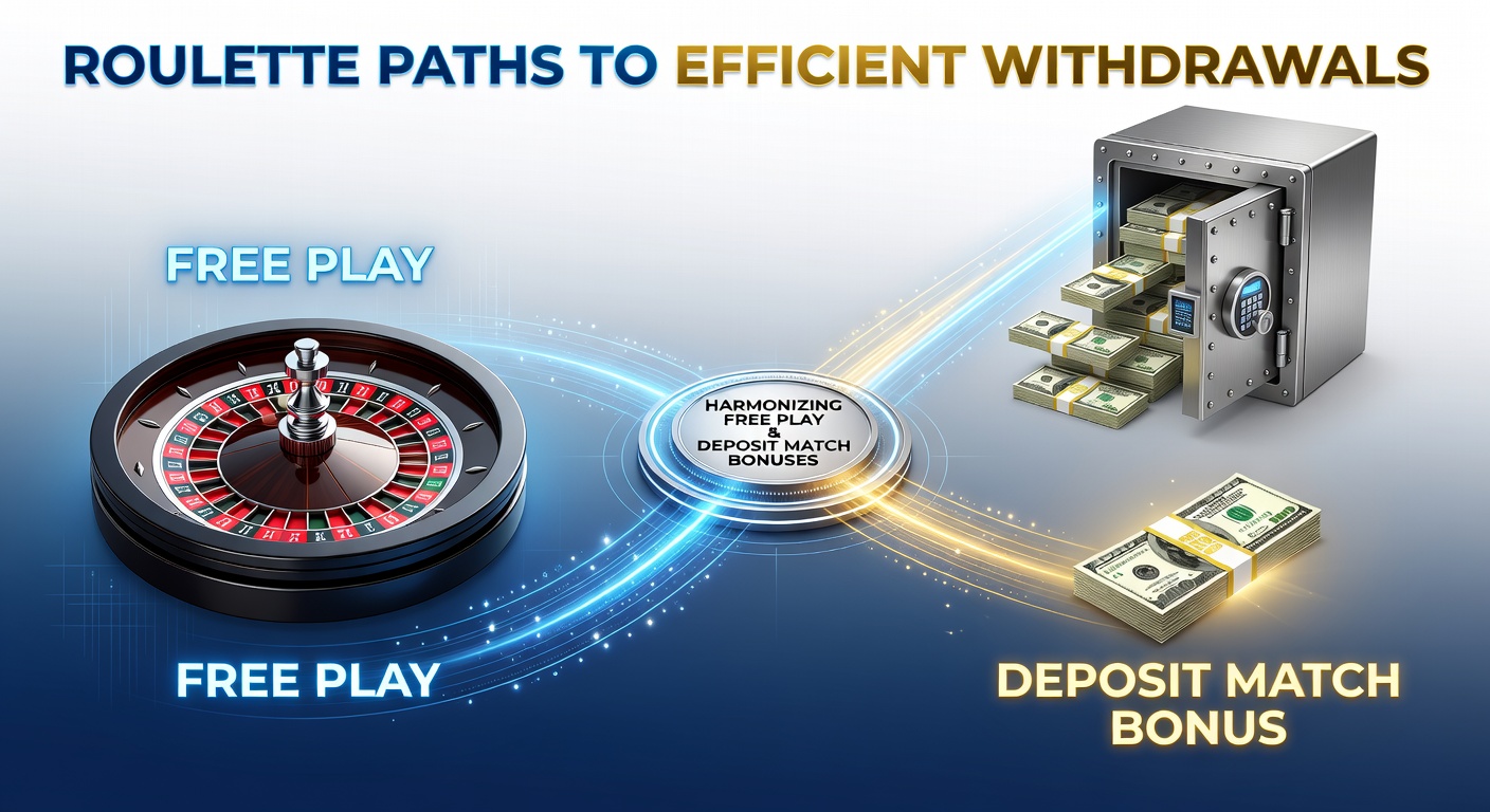 Roulette wheel spinning with bonus icons overlay showing free play and deposit match symbols