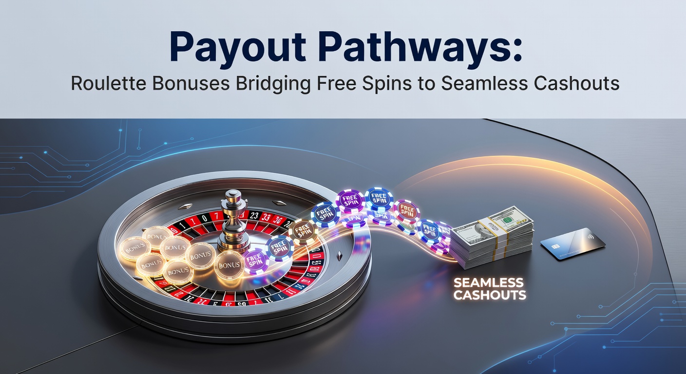 Digital illustration of a winding golden pathway leading from spinning roulette wheels through locked gates to a treasure chest overflowing with cash, symbolizing bonus conversion journeys