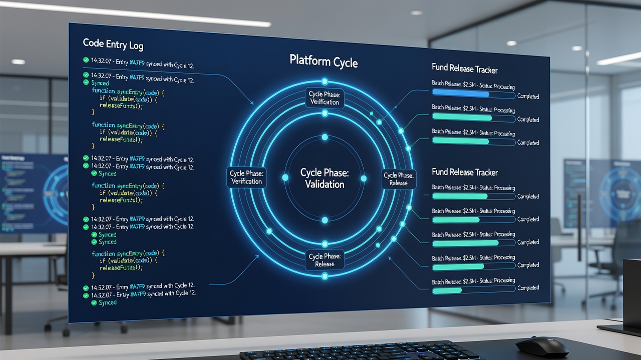 Flowchart illustrating the steps of code synchronization leading to fund release in gaming platforms