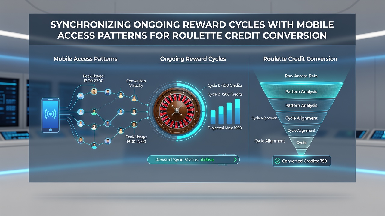 Data visualization charts showing mobile access frequency patterns overlaid with roulette bonus cycle timelines and credit conversion milestones