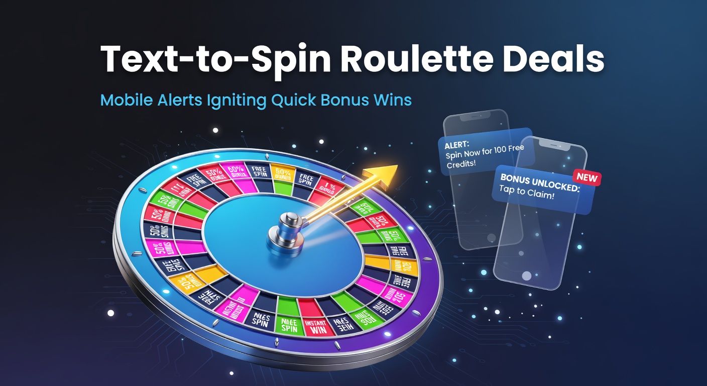 Smartphone screen displaying a text alert for a roulette bonus spin offer, with vibrant casino graphics in the background