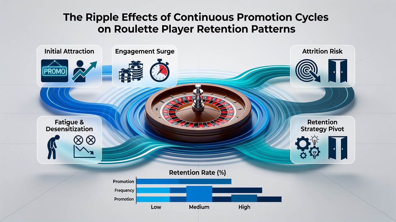 Analytics dashboard displaying roulette retention curves and promotion cycle timelines for 2026