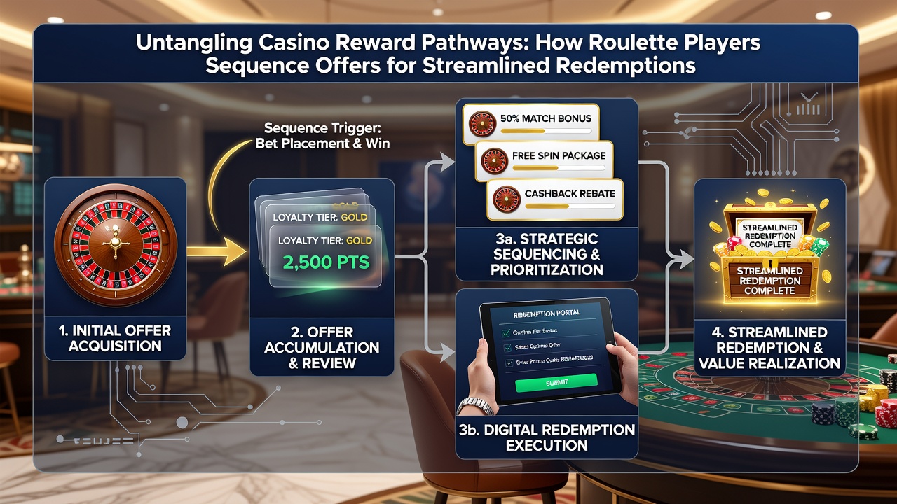 Player dashboard showing sequenced roulette offers and redemption progress bars